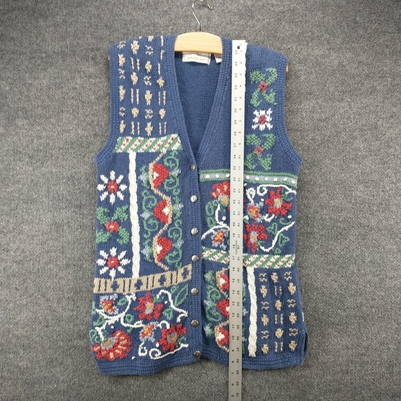 Portraits by Northern Isles Women's Sweater Vest Blue Small Sleeveless Hand Knit - Picture 9 of 11